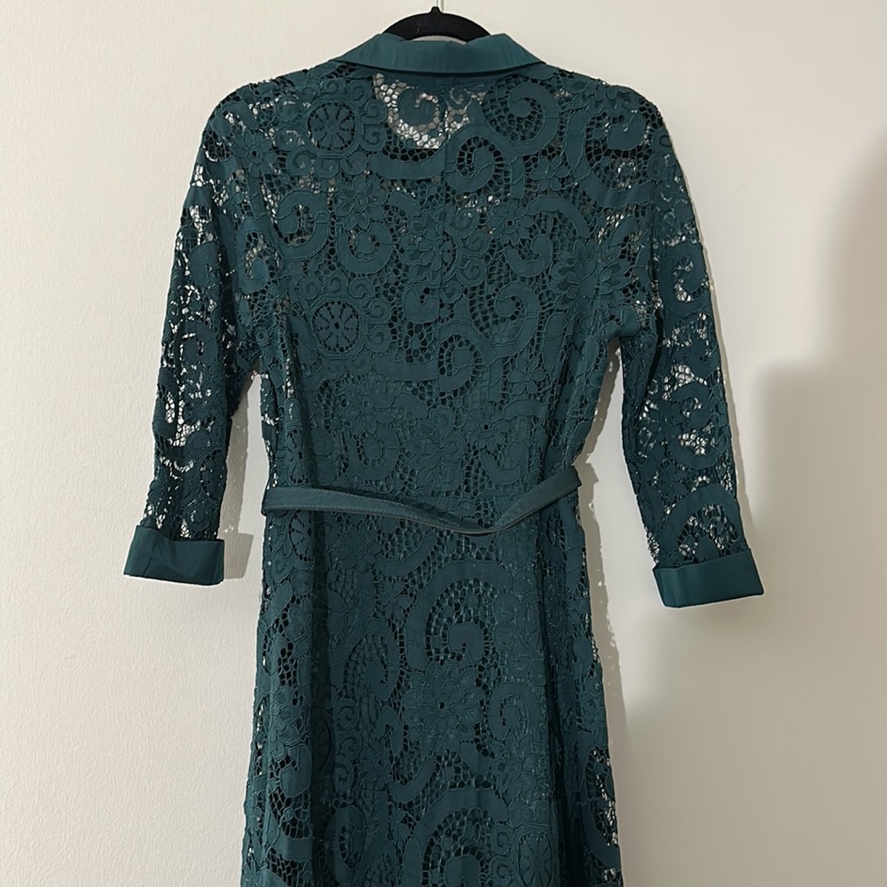 Nanette Lepore Teal Lace Shirt Dress - Picture 10 of 12
